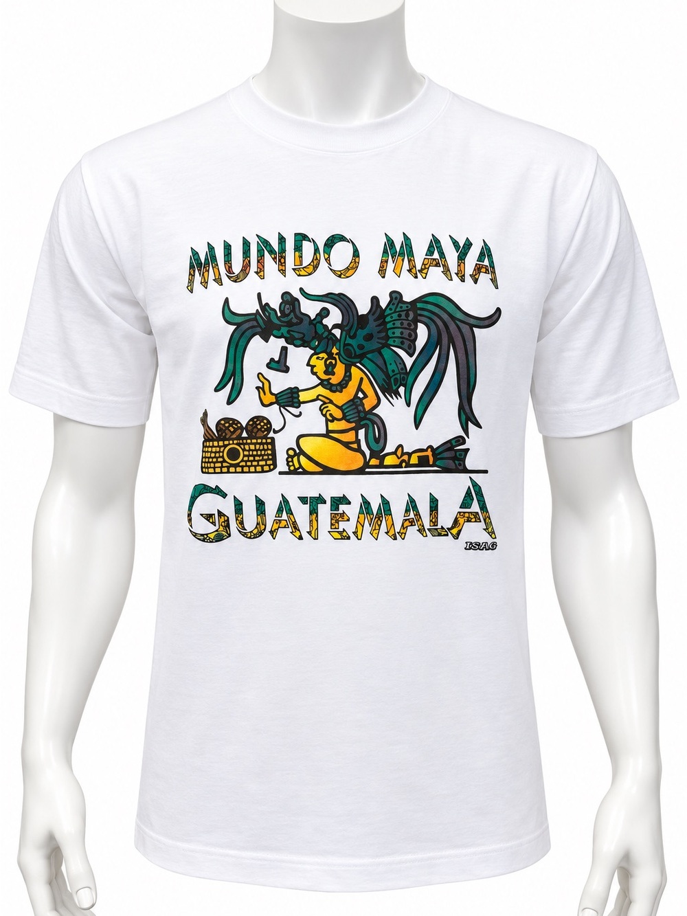 NWOT Vintage 90s Mundo Maya Guatemala Maya World Multi-Color Graphic T-Shirt LG
